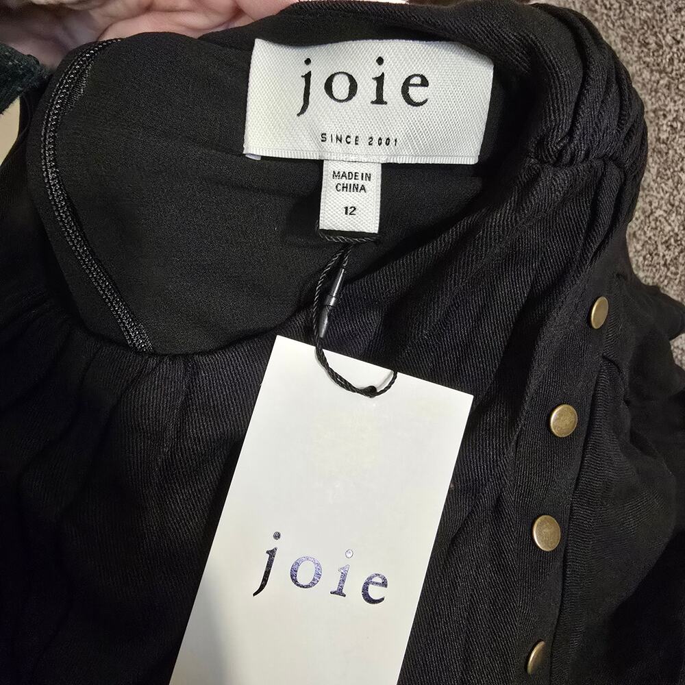 NEW NWT Women's Joie Black "Foster" Mini Dress Flowy Sleeves | Size 12 - Picture 10 of 11